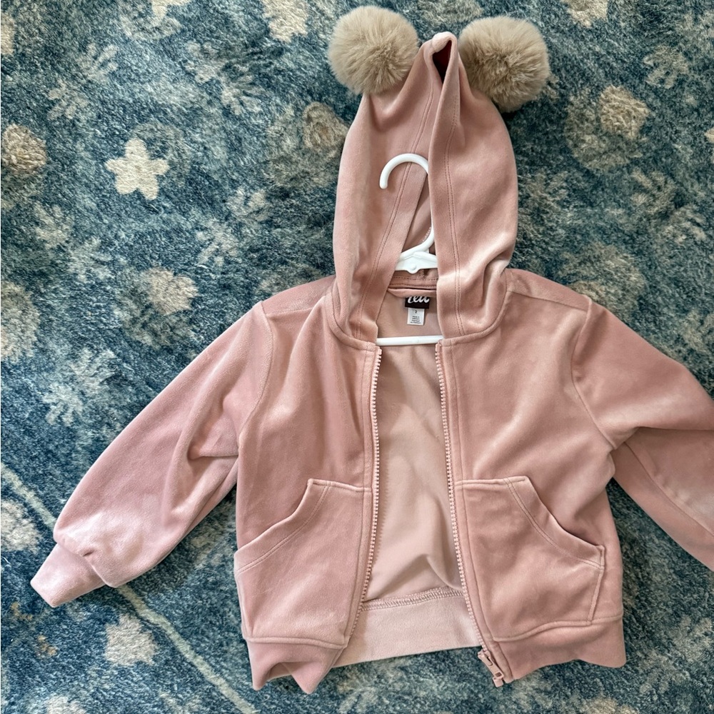 Tea Collection Blush Hoodie with Pom Poms